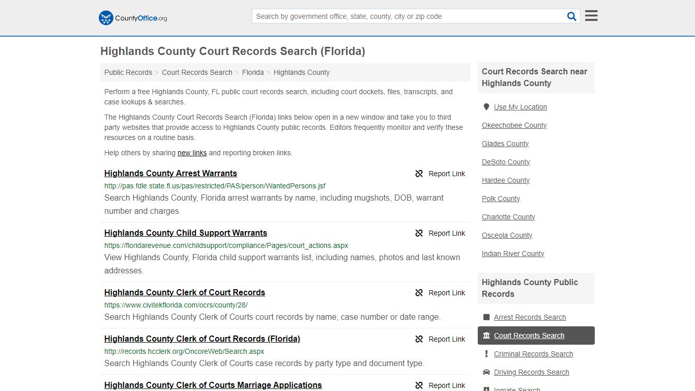 Highlands County Court Records Search (Florida) - County Office