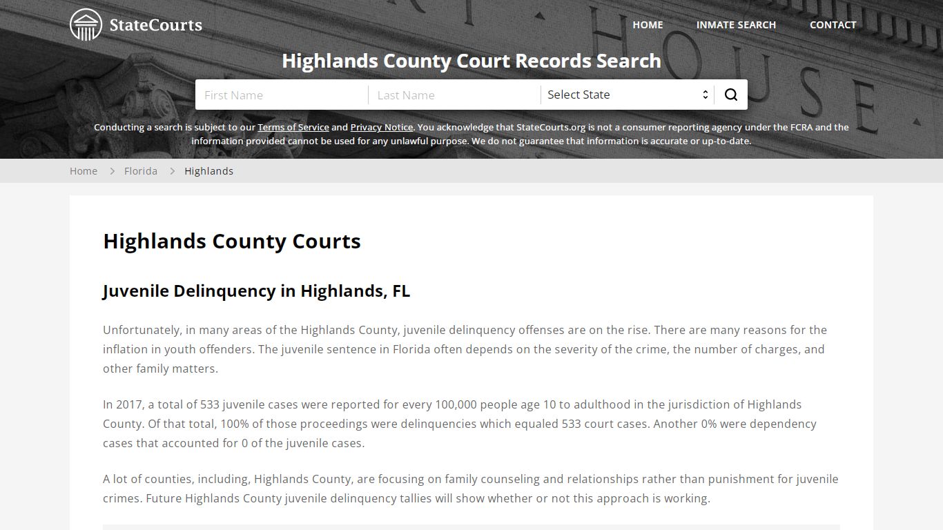 Highlands County, FL Courts - Records & Cases - StateCourts